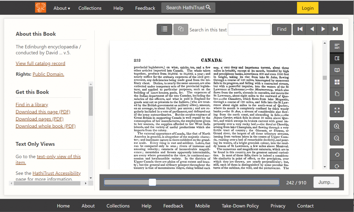 Screenshot of the updated book display view. Changes include a scrollbar along bottom, a bright yellow login button, moved features, larger font and more whitespace.