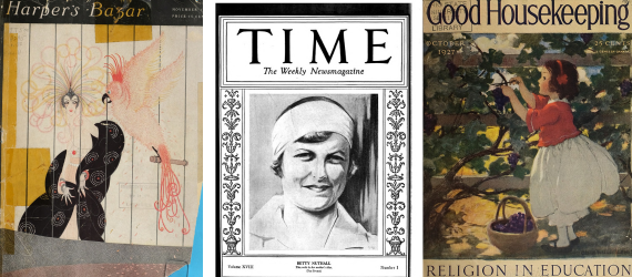 Harper's Bazar, Time, and Good Housekeeping covers from 20th century